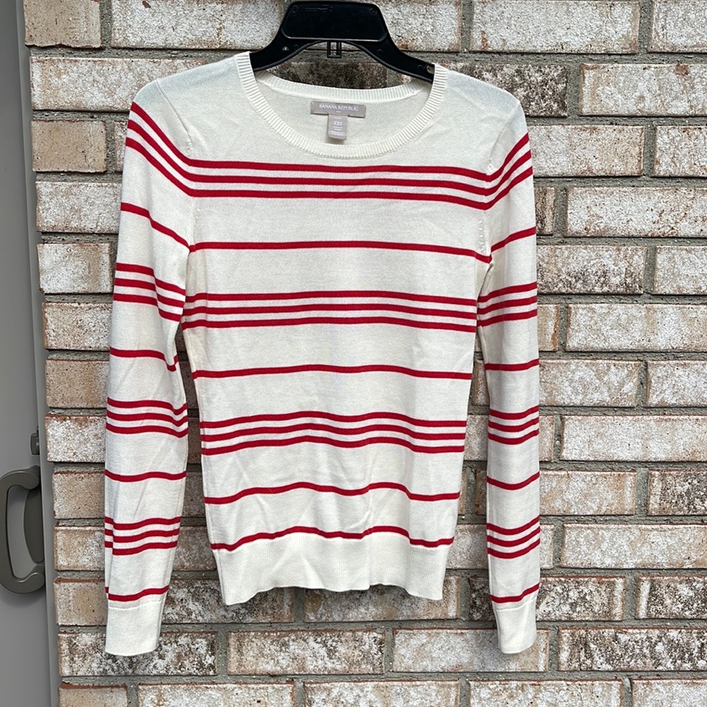 EUC Banana Republic stripped sweater long sleeve red cream size XXS